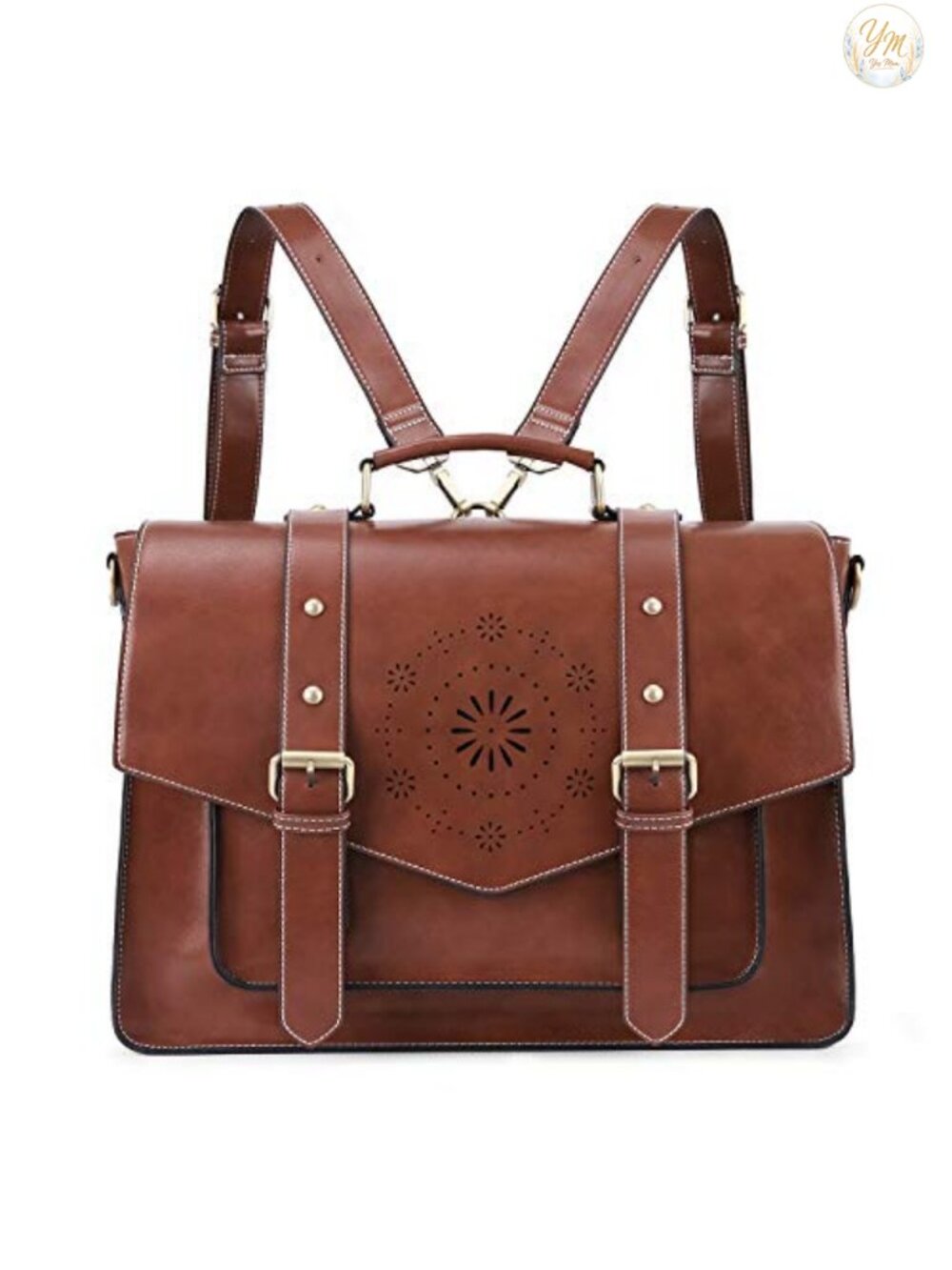 ECOSUSI Laptop Backpack Women Messenger Satchel Fits 15.6 Inch Vegan Leather